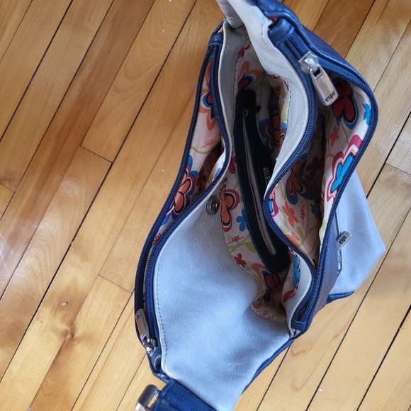 Espe Vegan Leather Messenger Bag Crossbody Hibiscus artsy - Picture 10 of 15